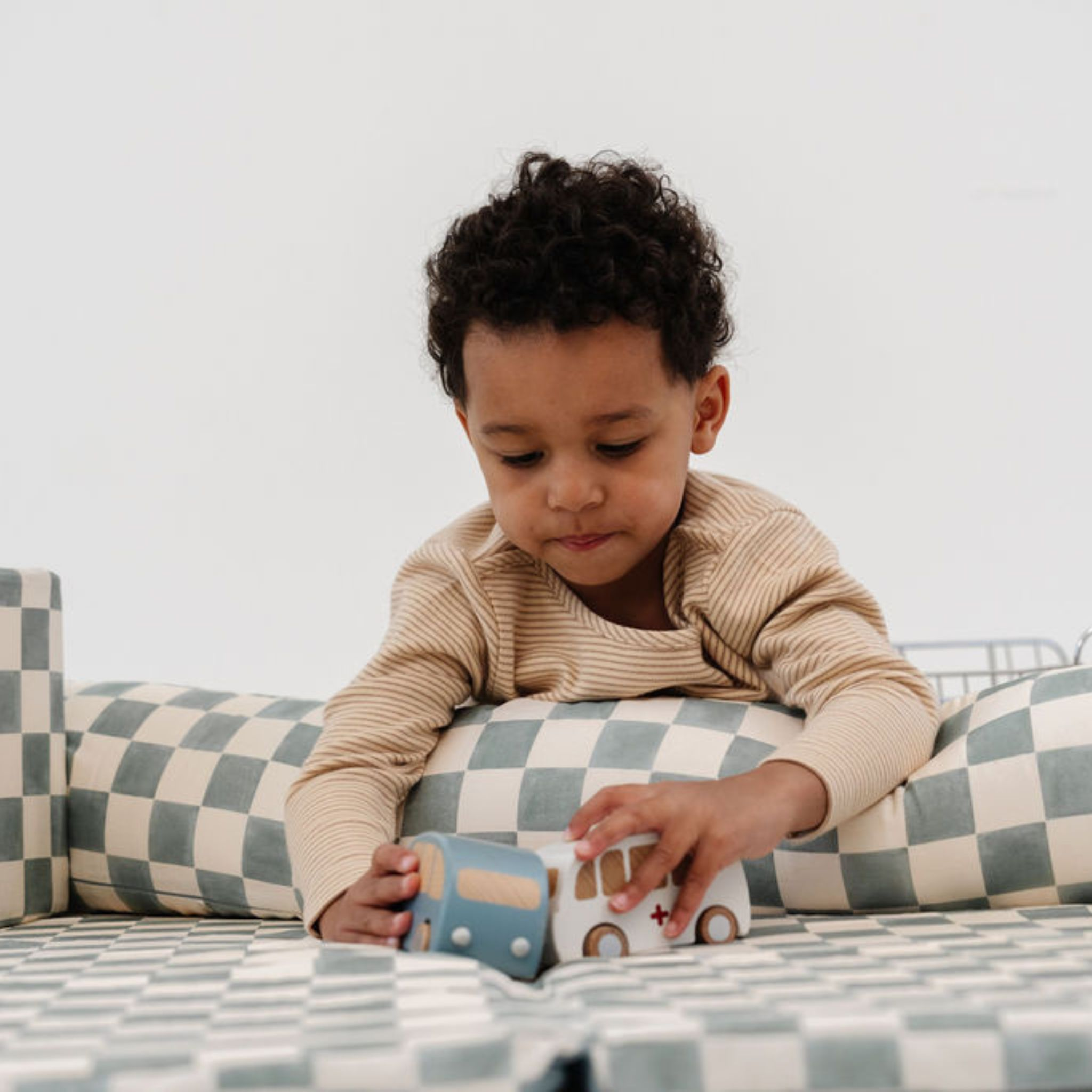 Toki Kids Tummy Time Pillow - Checker Toffee.
