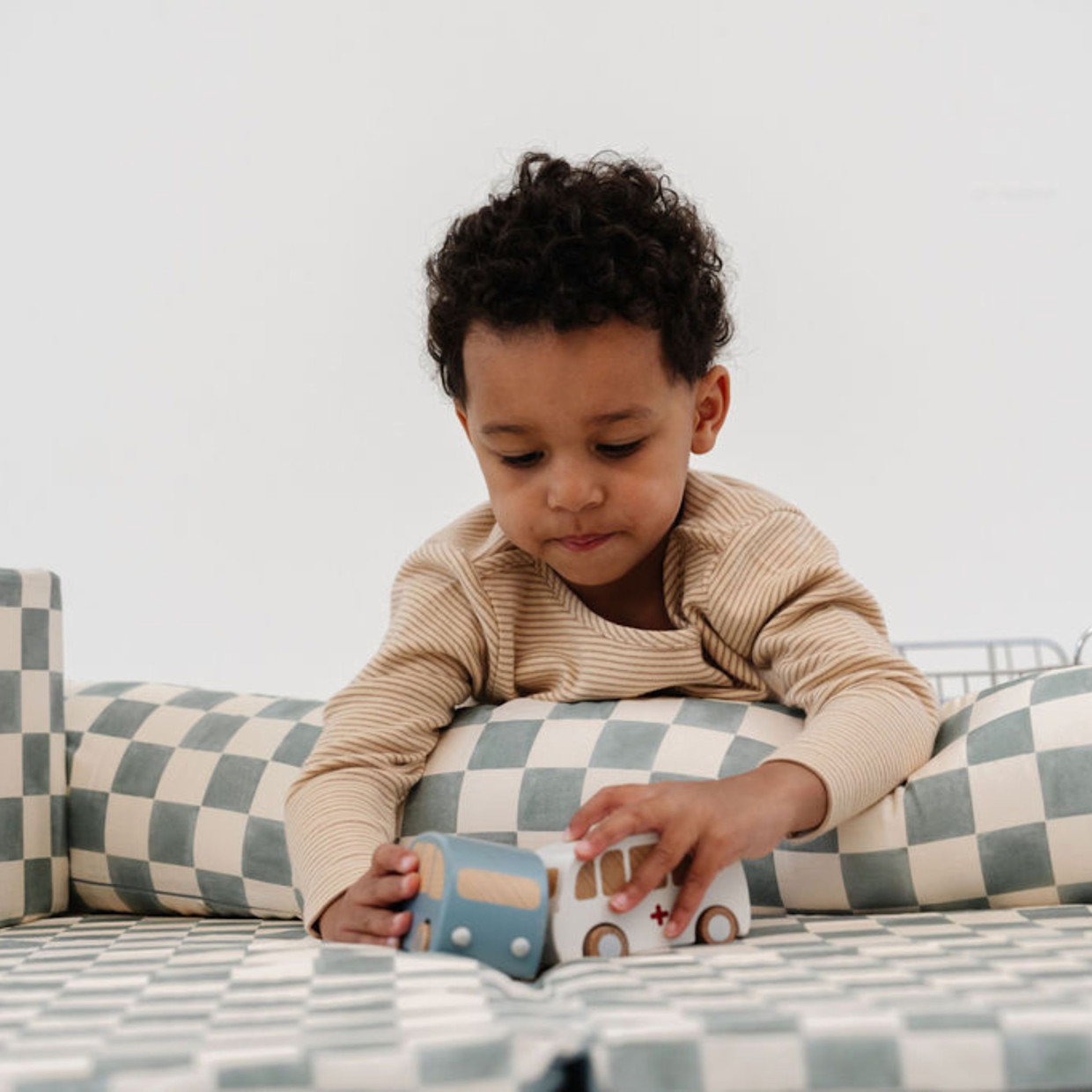 Toki Kids Tummy Time Pillow - Checker Toffee.