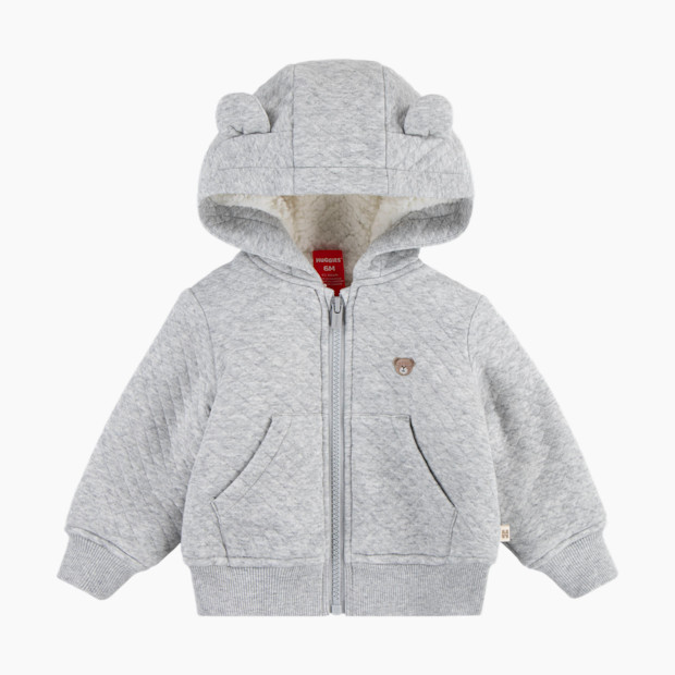Huggies Fleece Lined Zip Up Hooded Jacket - Light Grey Heather, 0-3 M.