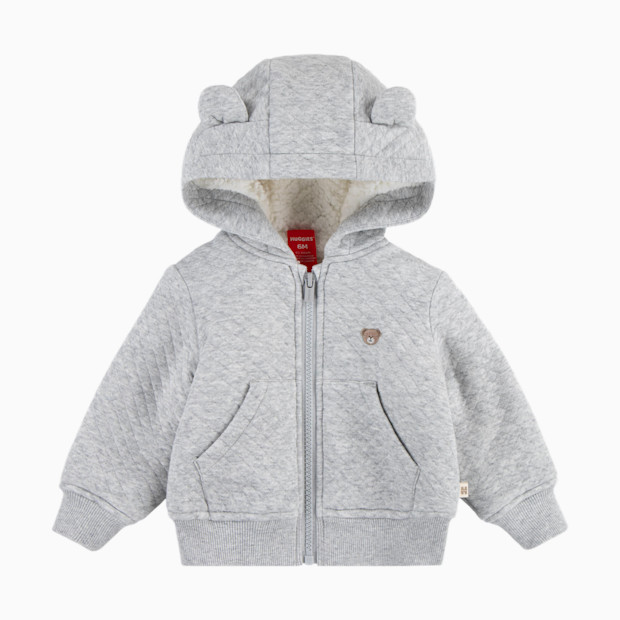 Huggies Fleece Lined Zip Up Hooded Jacket - Light Grey Heather, 0-3 M.