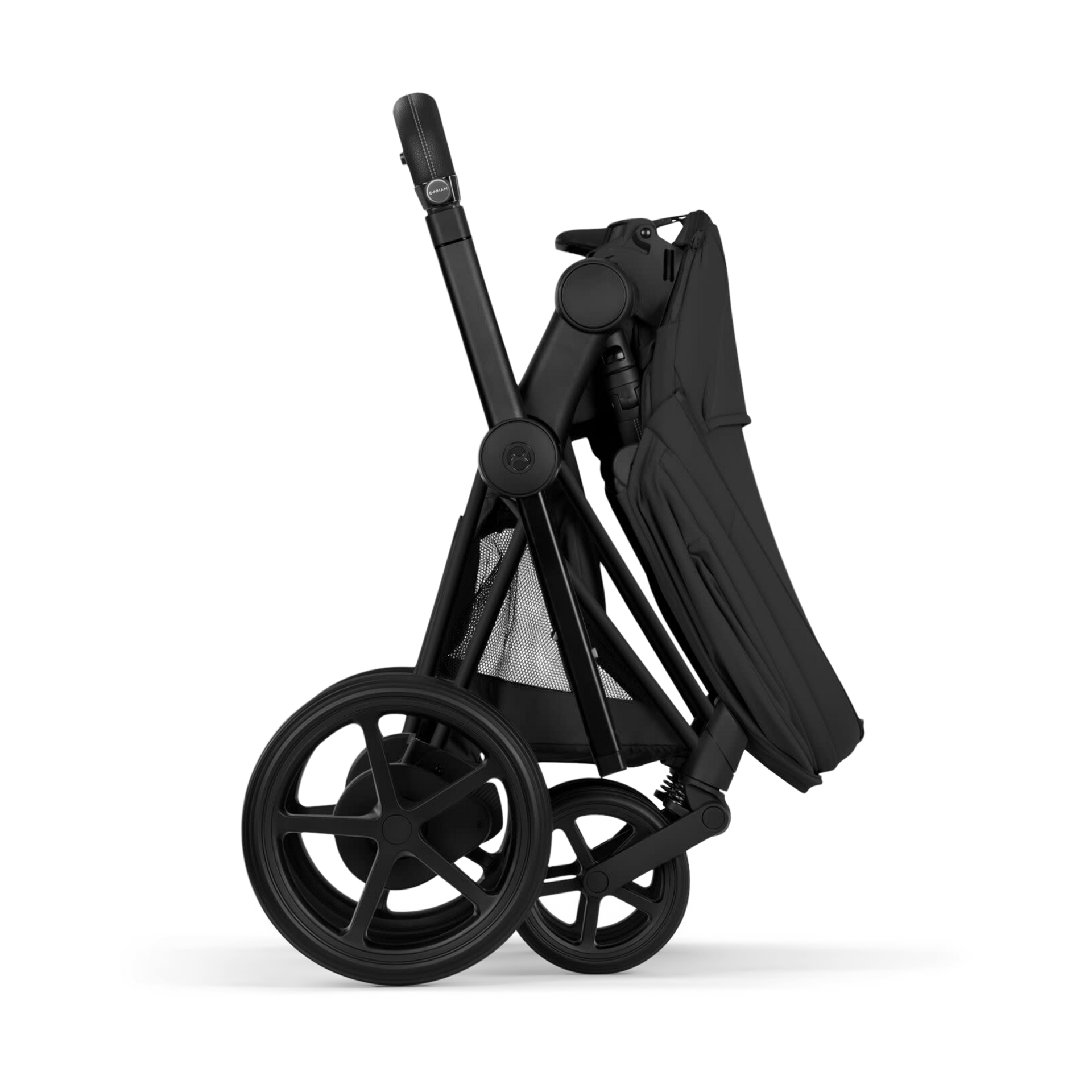 Cybex e-PRIAM Stroller - Matte Black Frame/Coconut Brown Lux Seat.