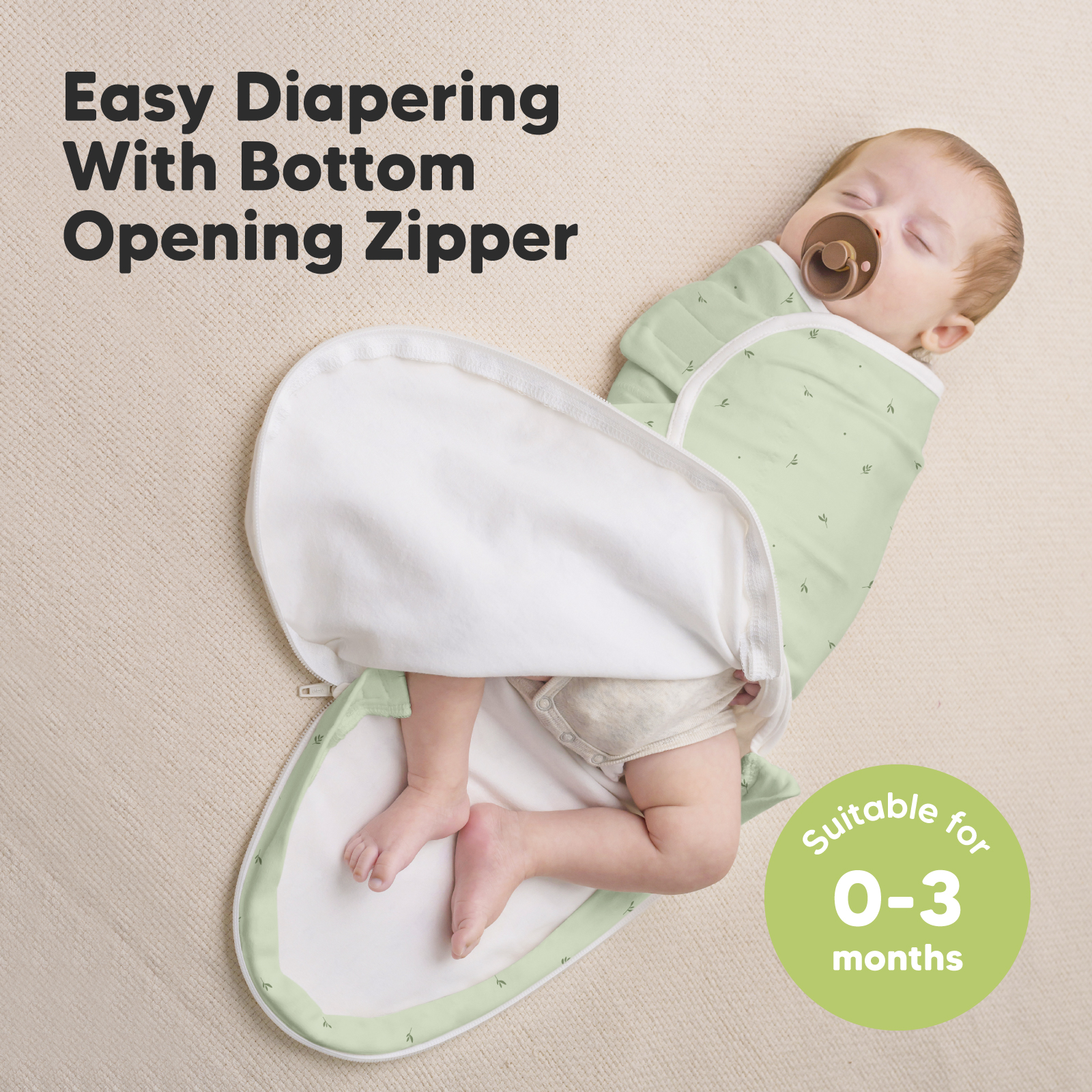 KeaBabies Soothe Zippy Swaddle Wraps (3 Pack) - Bunnies, One Size.