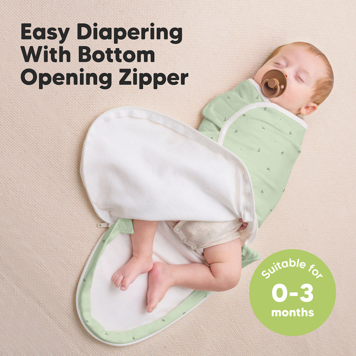 KeaBabies Soothe Zippy Swaddle Wraps (3 Pack) - Bunnies, One Size.