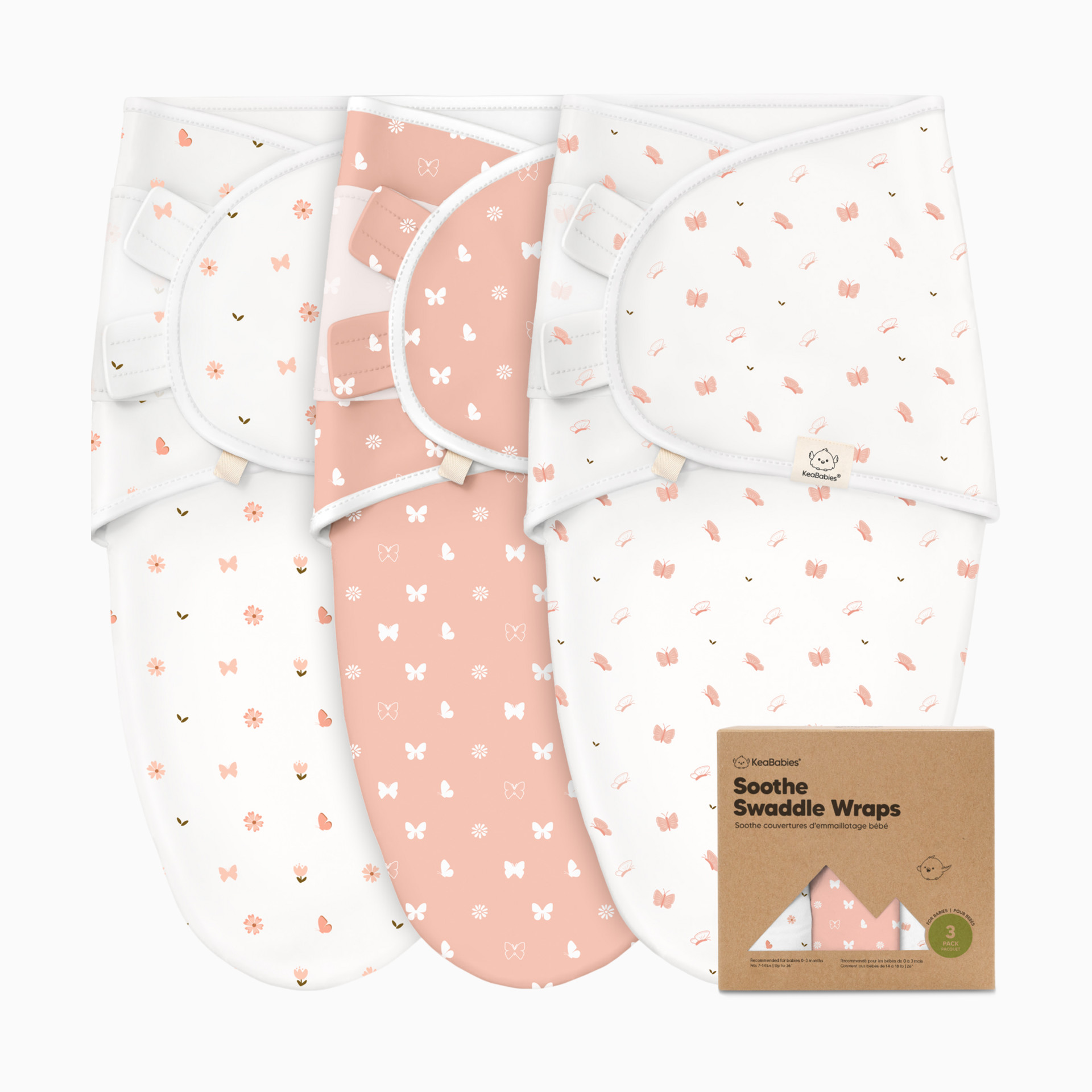 KeaBabies Soothe Swaddle Wraps (3 Pack) - Sage, One Size, 3