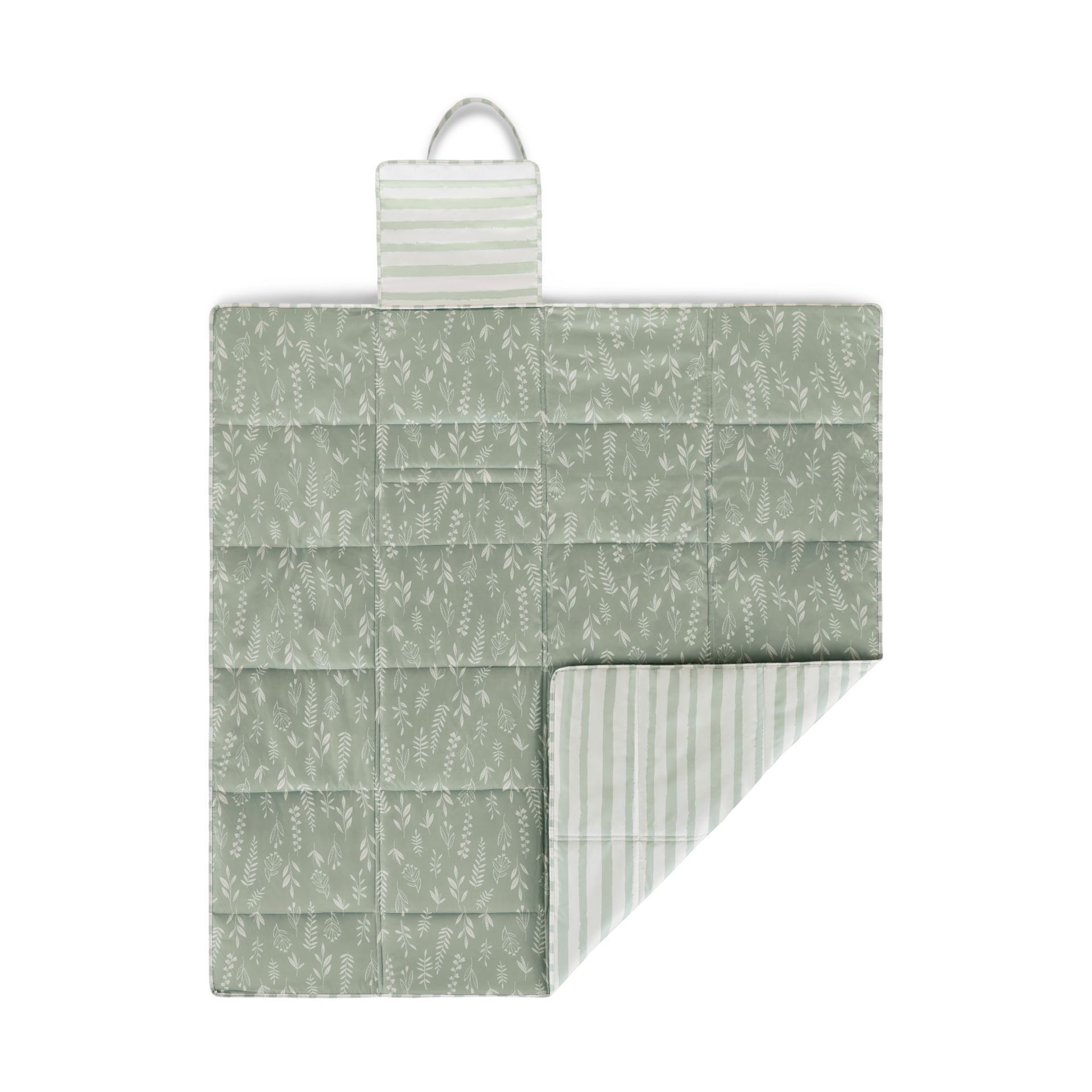 Tiny Kind Indoor/Outdoor Portable Play Mat - Green Leaves.