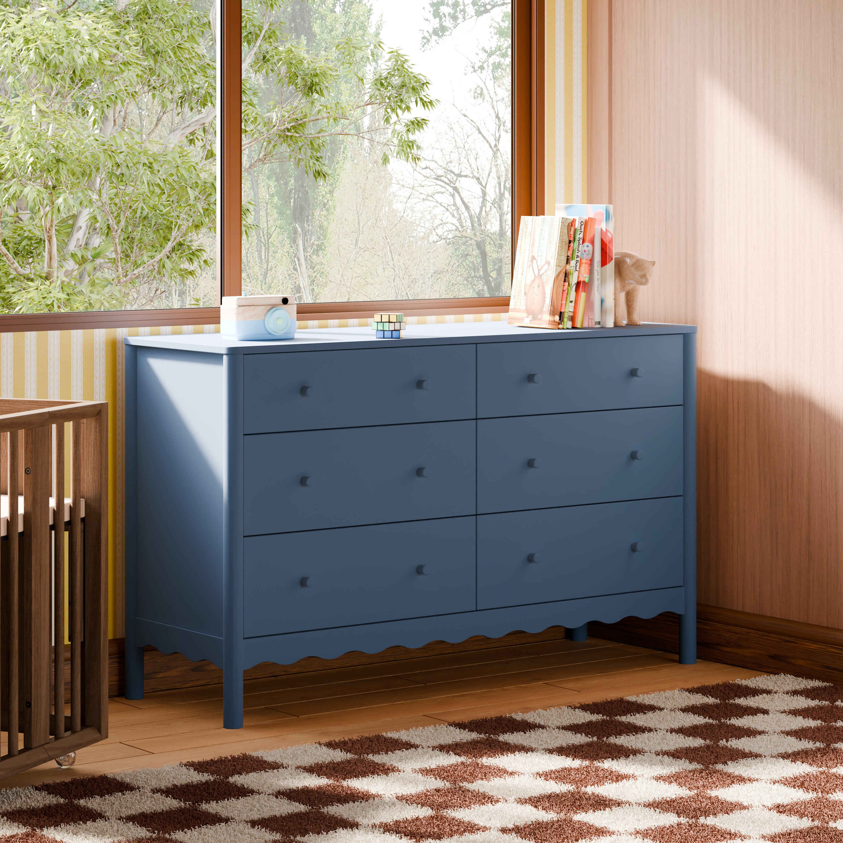 babyletto Swell 6-Drawer Wide Assembled Dresser - Cove Blue.