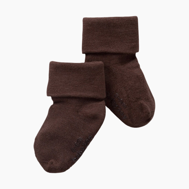 Babysoy Organic Cotton Comfy Basics Socks - Chocolate, 0-6 Months.