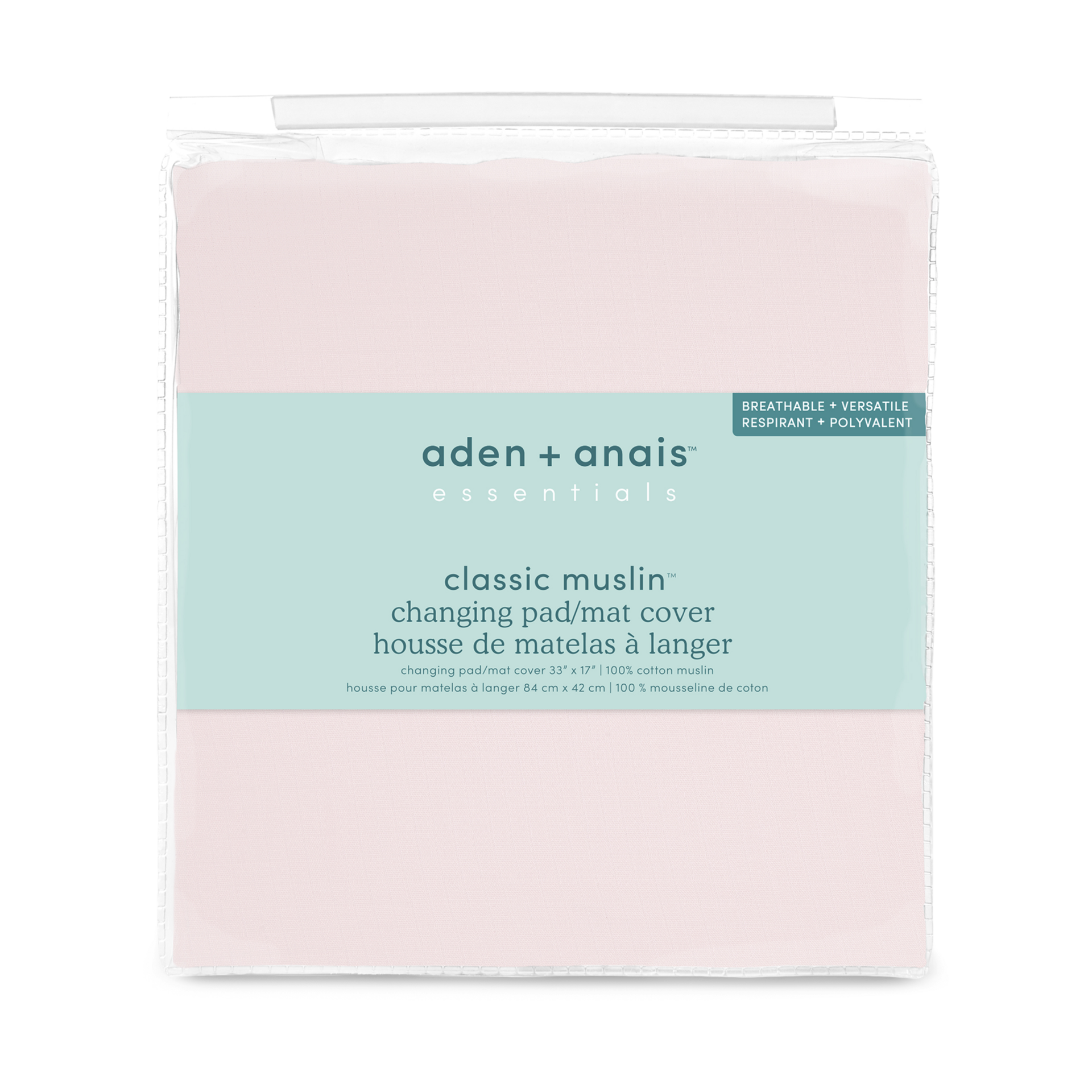 Aden + Anais Essentials Cotton Muslin Changing Pad Cover Pink