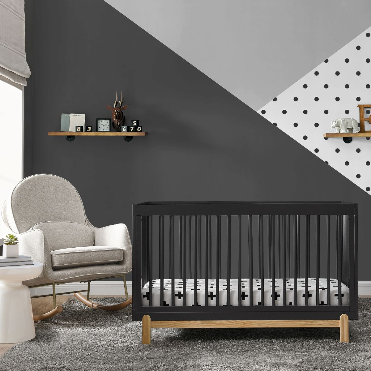 Delta Children Poppy 4-in-1 Convertible Crib - Midnight Grey/Natural.