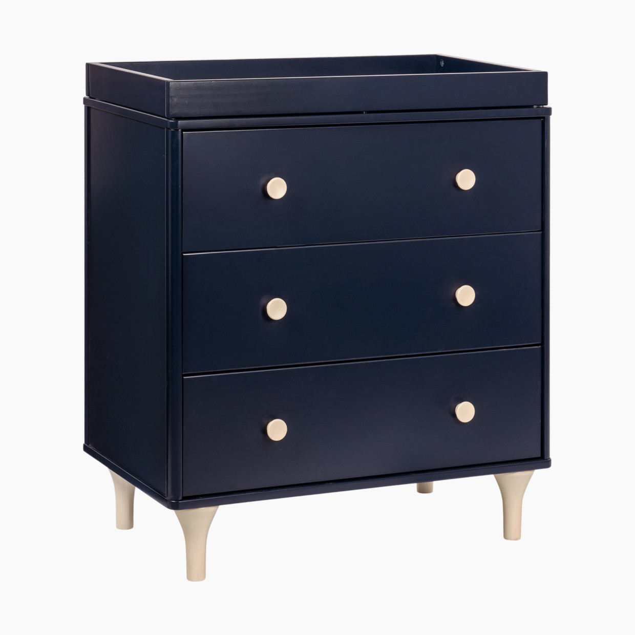 babyletto Lolly 3-Drawer Changer Dresser - Navy / Washed Natural.