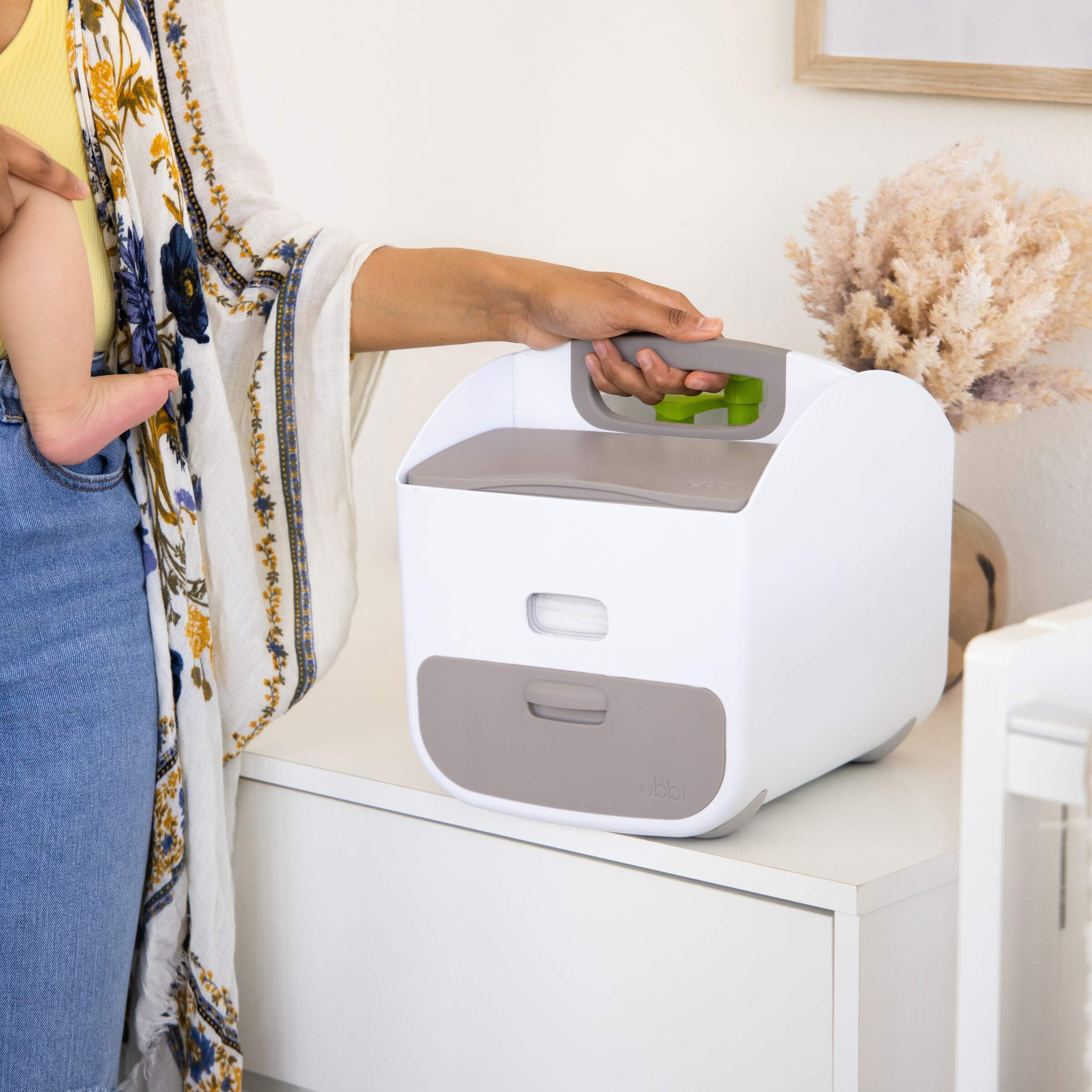 Ubbi Diaper Caddy & Changing Mat - Taupe.