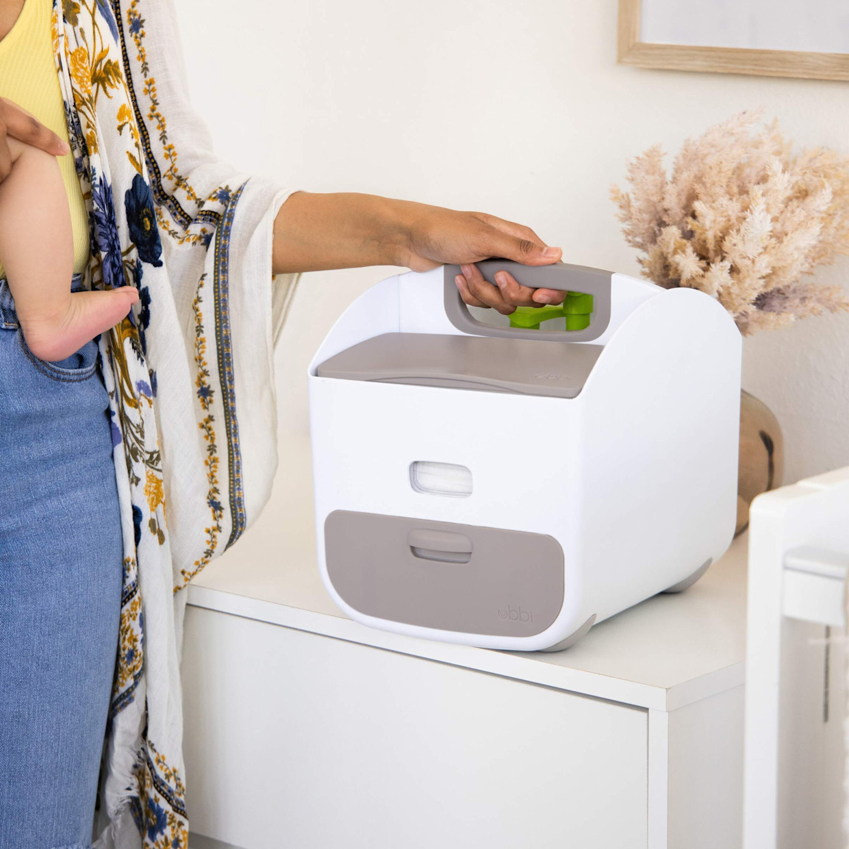 Ubbi Diaper Caddy & Changing Mat - Taupe.