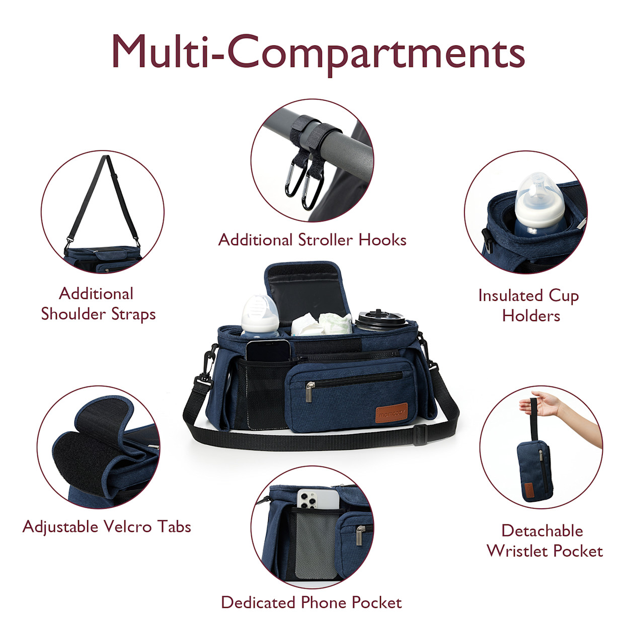 Momcozy Stroller Organizer - Dark Blue.