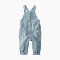 little planet by carter's Baby Organic Cotton Gauze Overall Jumpsuit, Blue Creek Solid, NB