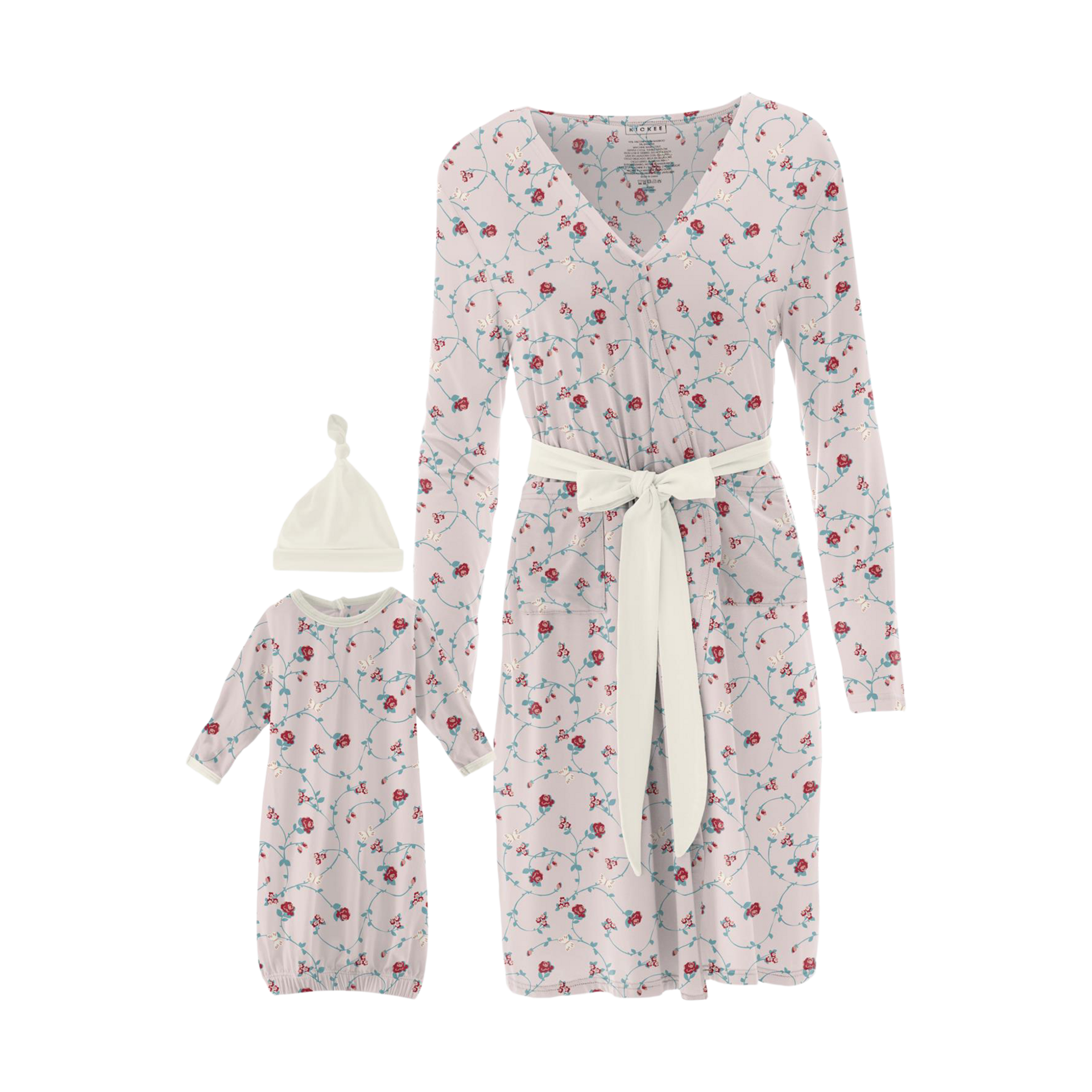 KicKee Pants Women's Print Maternity/Nursing Robe & Layette Gown Set