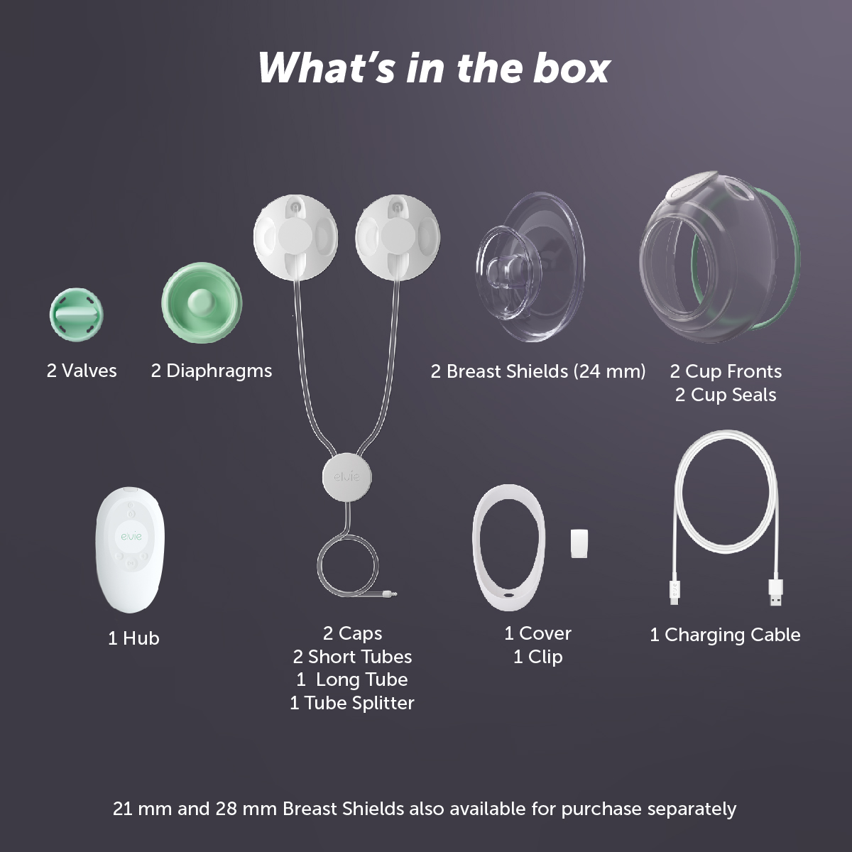 Elvie Stride Hands Free Double Electric Breast Pump - White.