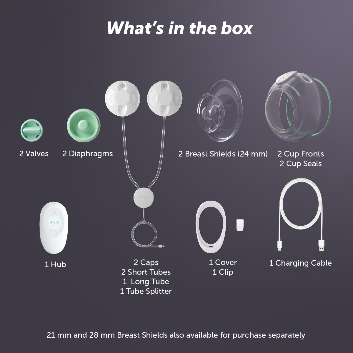 Elvie Stride Hands Free Double Electric Breast Pump - White.