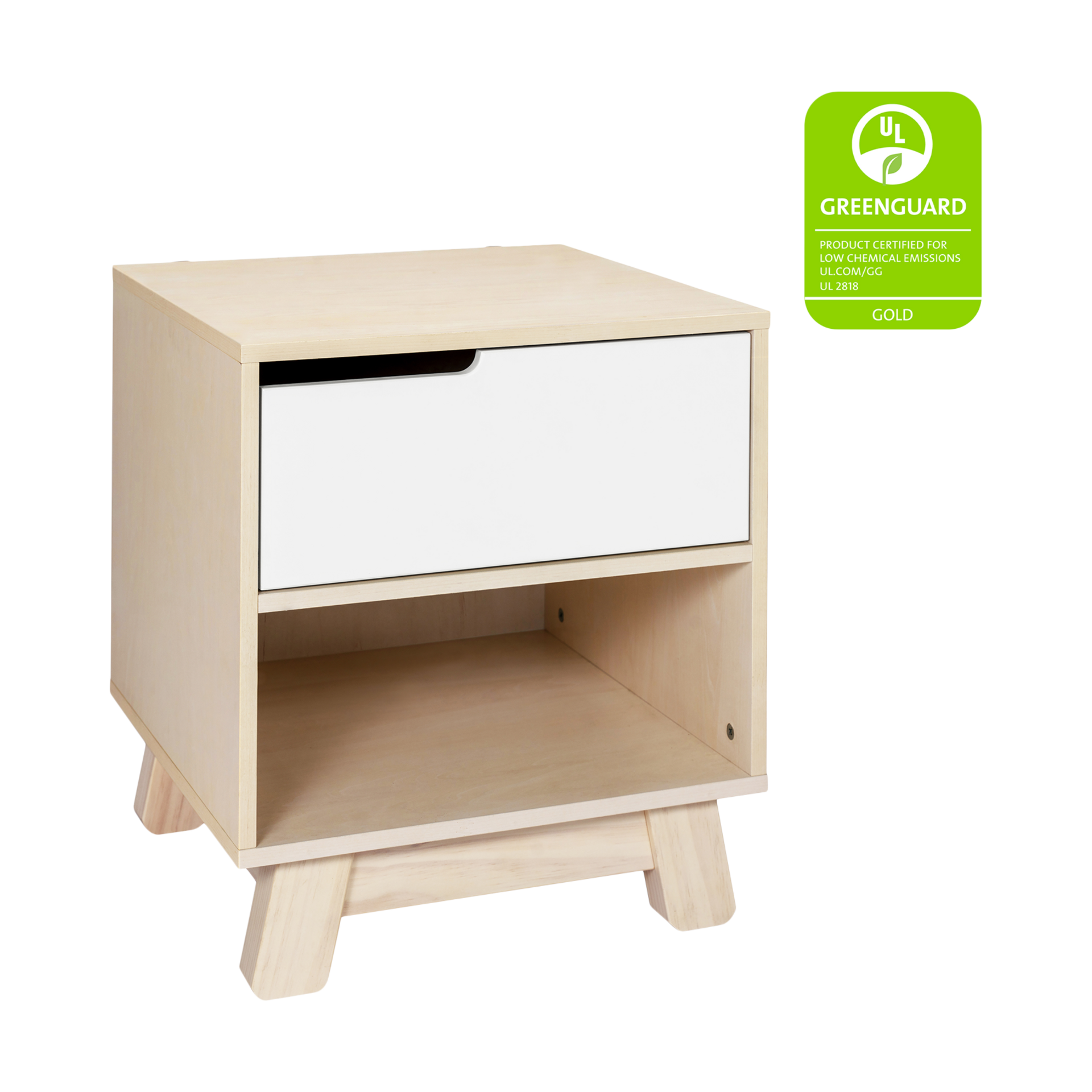 babyletto Hudson Nightstand - Washed Natural / White.