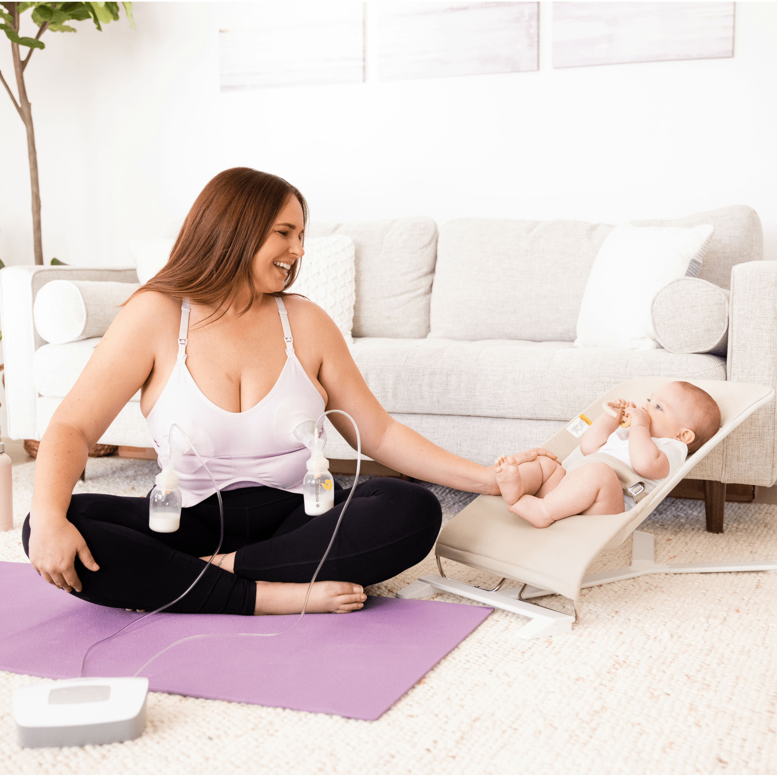 Kindred Bravely Sublime Hands-Free Pumping & Nursing Sports Bra - Ombre Purple, 2 X Busty.