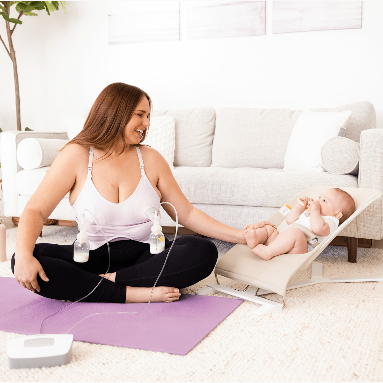 Kindred Bravely Sublime Hands-Free Pumping & Nursing Sports Bra - Ombre Purple, 2 X Busty.