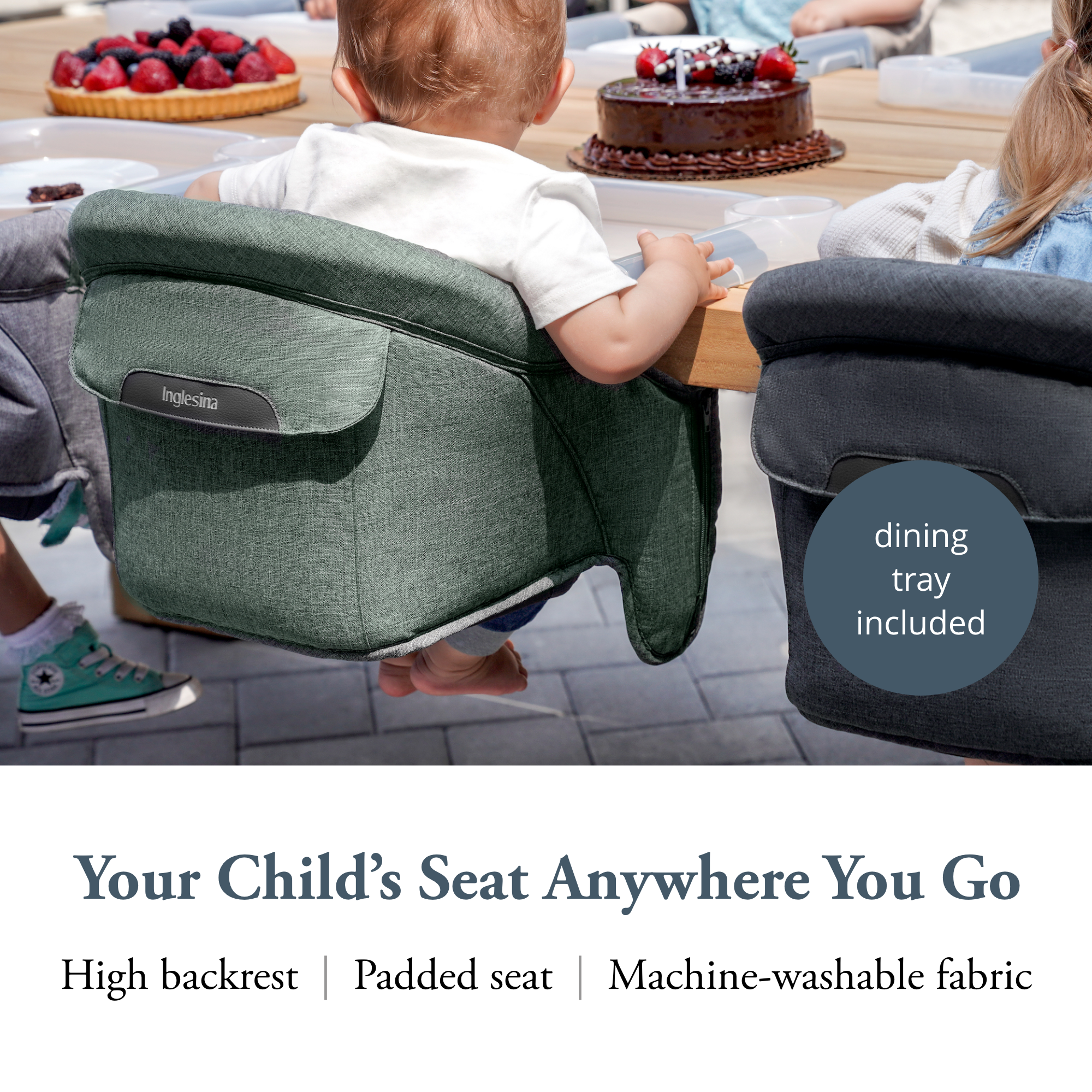 Inglesina Fast Table Chair with Dining Tray Plus - Pine Green Melange.
