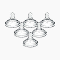 Dr. Brown's Natural Flow Level 3 Wide-Neck Baby Bottle Silicone Nipple, Medium-Fast Flow, 6m+. 100% Silicone Bottle Nipple, 6 Count (Pack of 1)