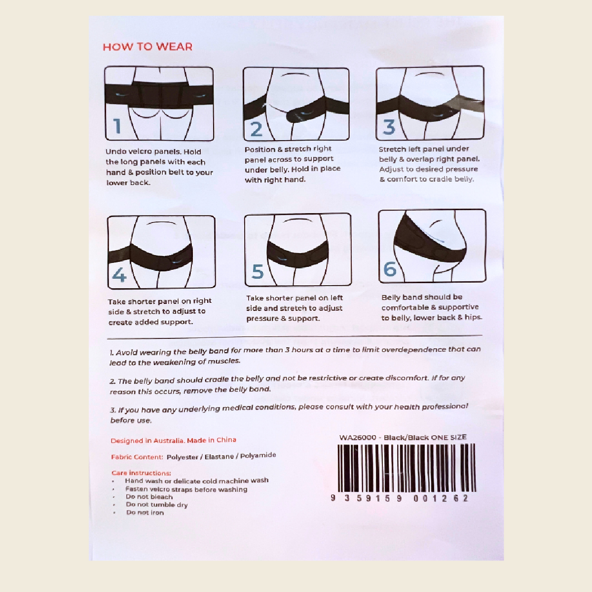 TheRY The Relief Maternity Belly Band - Black, One Size Fits Most.