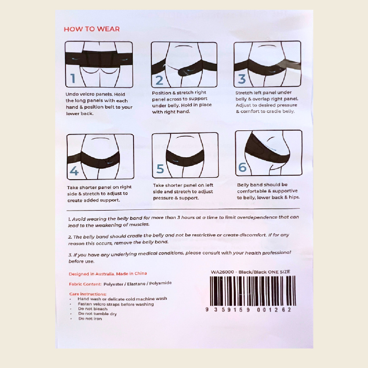 TheRY The Relief Maternity Belly Band - Black, One Size Fits Most.