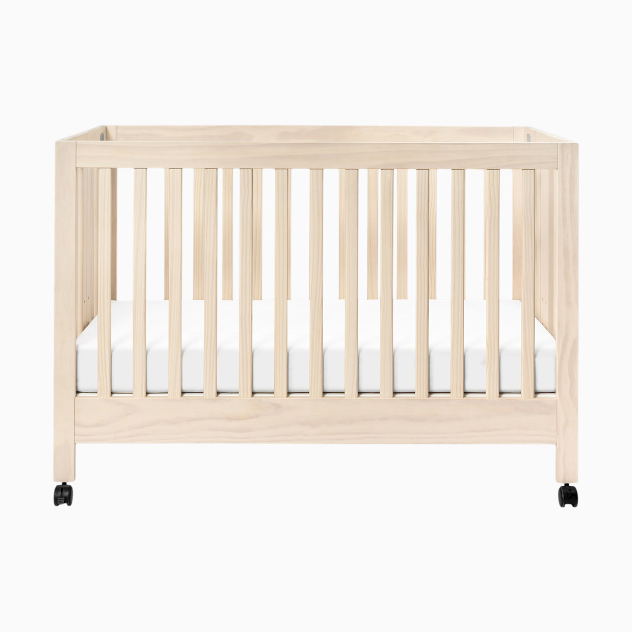babyletto Maki Portable Folding Crib with Toddler Bed Conversion Kit - Washed Natural.