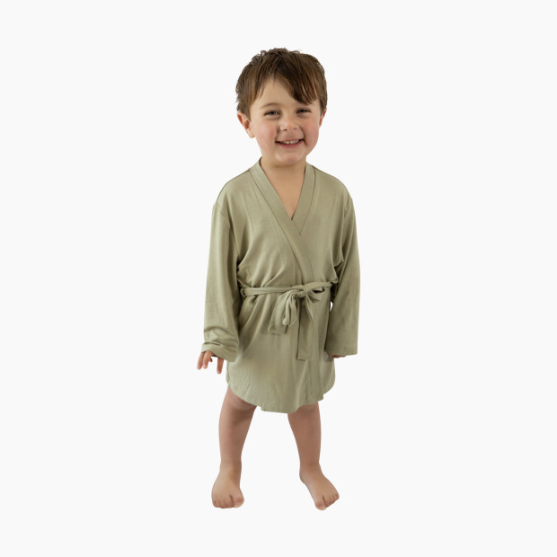 Snuggle Shield LUXE Bamboo Toddler Robe - Moss Green, 12-36 M.