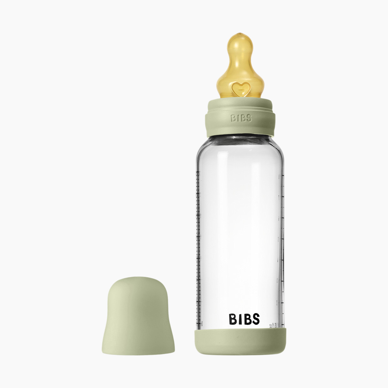 BIBS Baby Glass Bottle with Natural Rubber Nipple - Sage, 8oz.