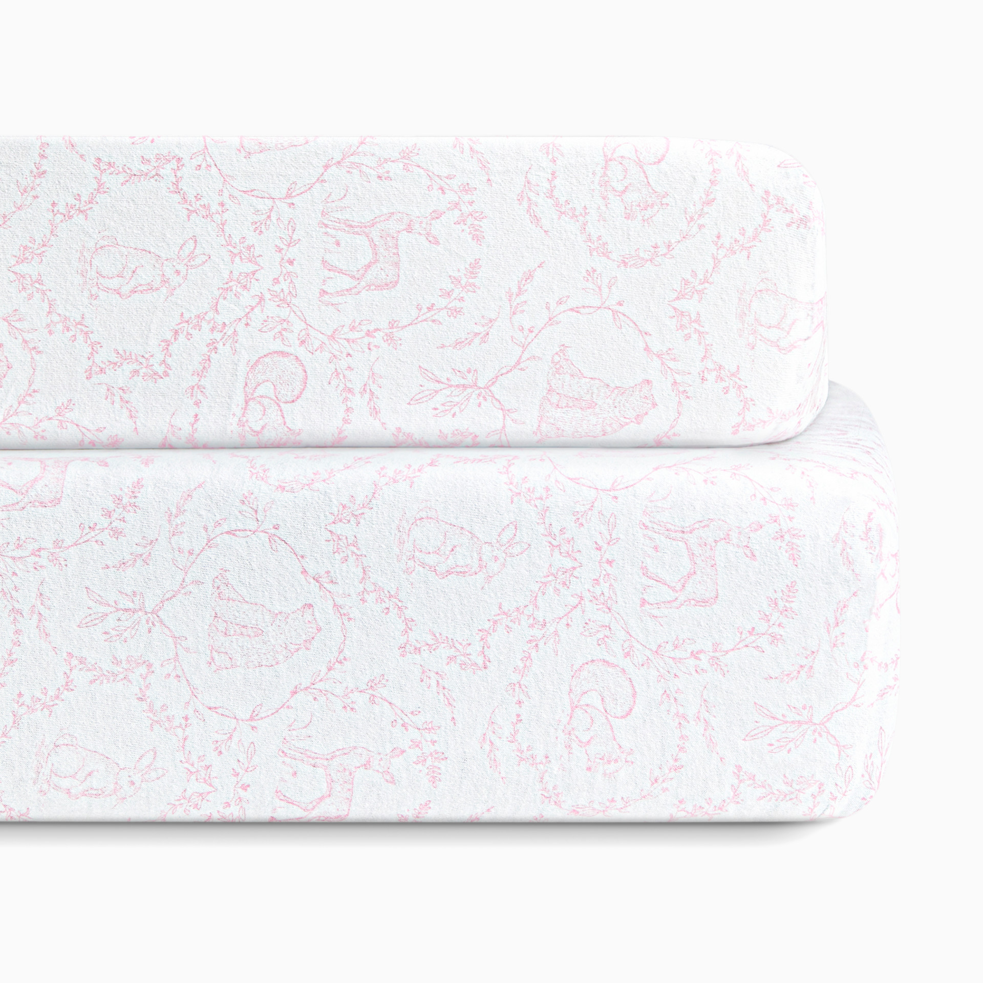 Close-up of pink floral patterned fabric.