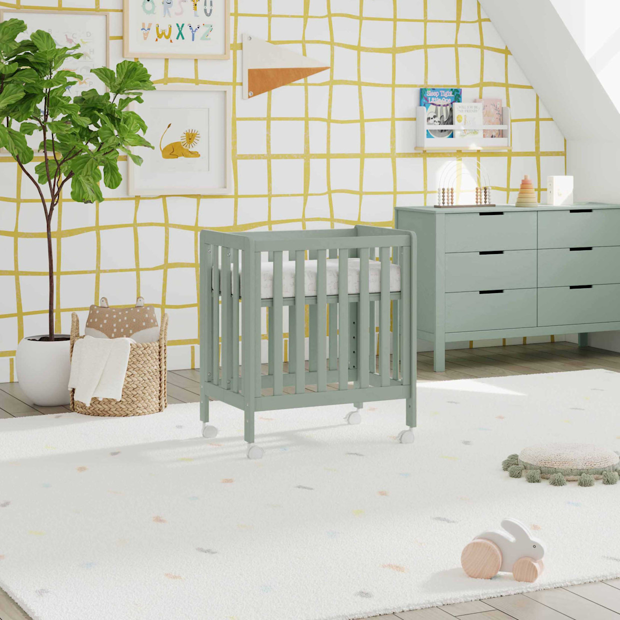 Carter's by daVinci Colby GROW 6-in-1 Convertible Bassinet to Crib - Light Sage.