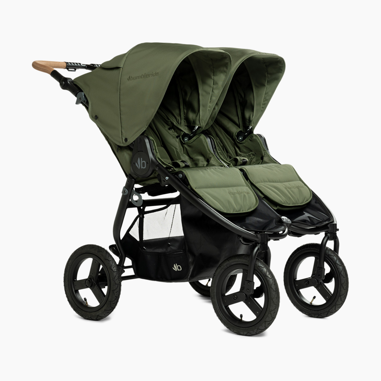 Bumbleride Indie Twin Double Jogging Stroller - Olive Green.