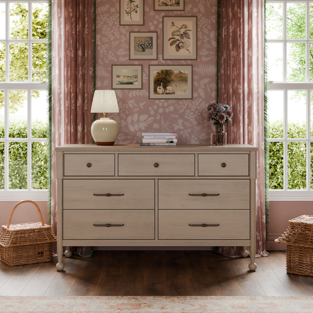 Namesake Alouette 7-Drawer Assembled Dresser - Washed Pine.
