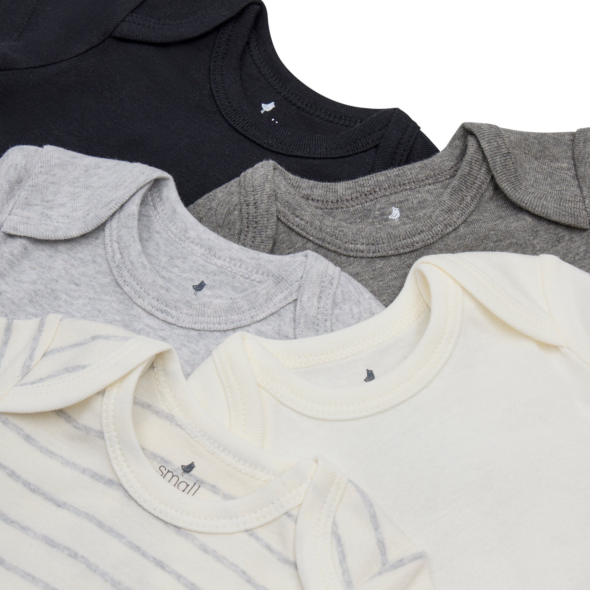 Small Story Organic Cotton Long-Sleeve Solid Bodysuits (5 Pack) - Grey Ombre, 0-3 M.