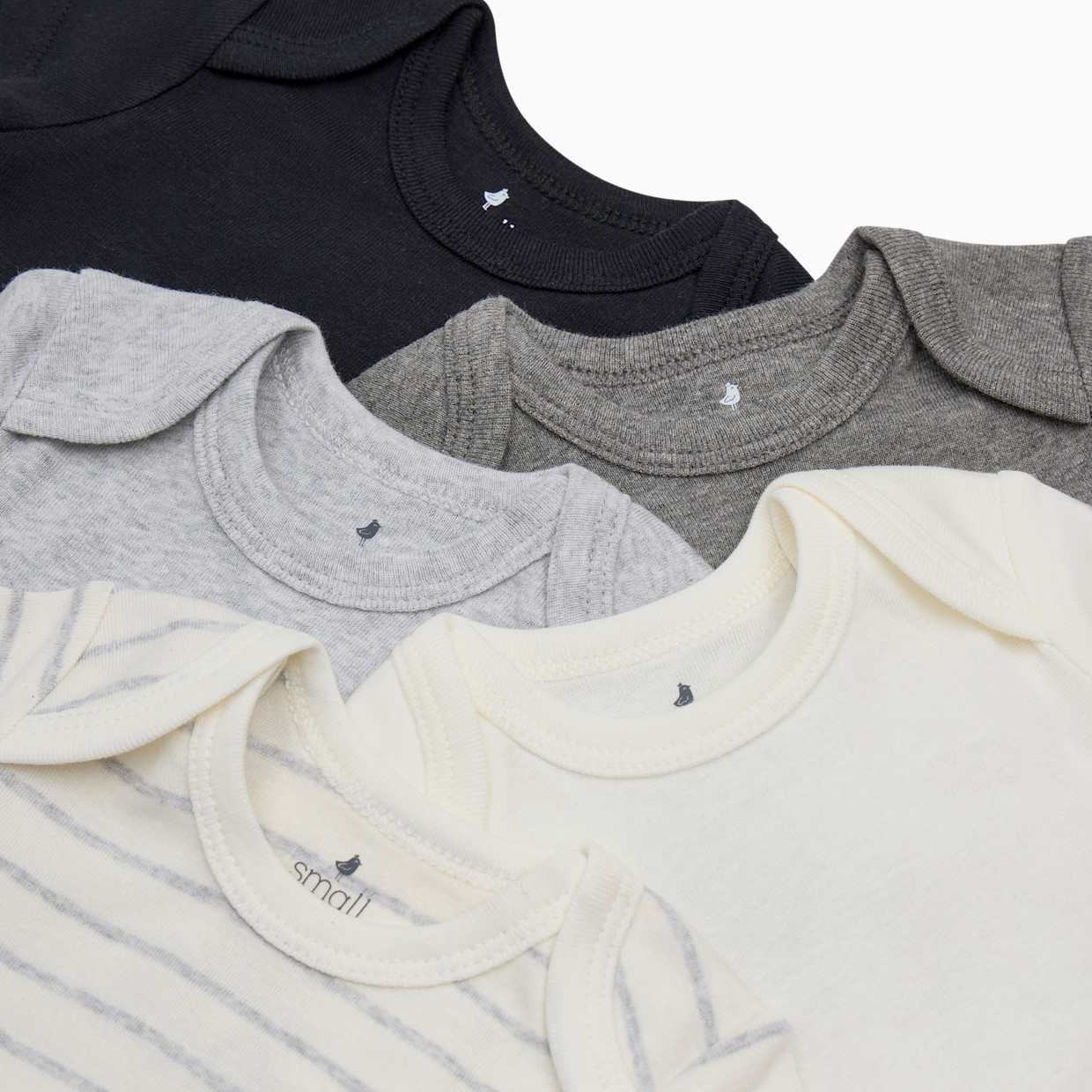 Small Story Organic Cotton Long-Sleeve Solid Bodysuits (5 Pack) - Grey Ombre, 0-3 M.