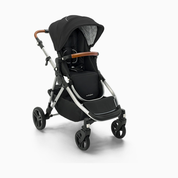 Mockingbird Single Stroller 2.0 - Black/Windowpane Canopy With Penny Leather.