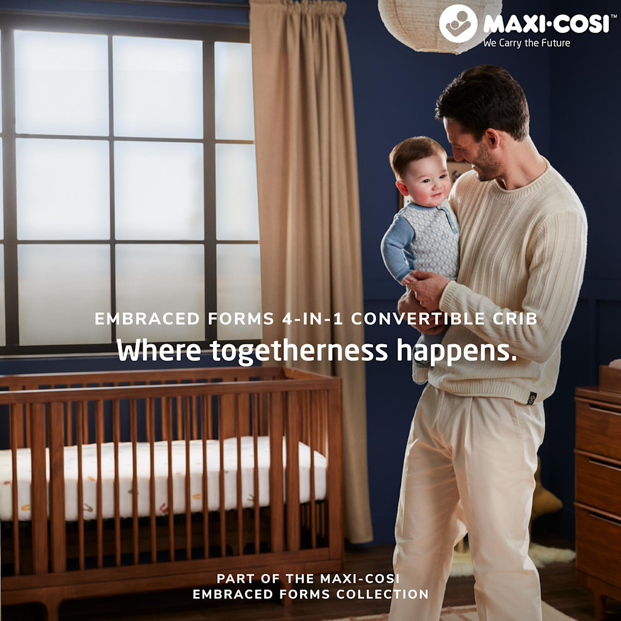 Maxi-Cosi Embraced Forms Crib - Chestnut Stain.