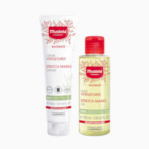 Mustela Maternity Stretch Marks Set - Natural Pregnancy Skincare - Contains Stretch Marks Cream & Belly Oil - EWG Verified & Fragrance-Free - 2 Items Set