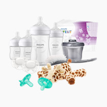 Philips Avent Natural All-in-One Baby Gift Set, Bottles with Natural Response Nipples, 2X Each: 4oz (Slow Flow Rate 2) and 9oz (Medium Flow Rate 3), Soothie and Ultra Soft Pacifiers, SCD839/02