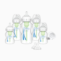 Dr. Brown's Natural Flow Anti-Colic Options+ Wide-Neck Baby Bottle Newborn Feeding Set with Baby Bottle Travel Caps