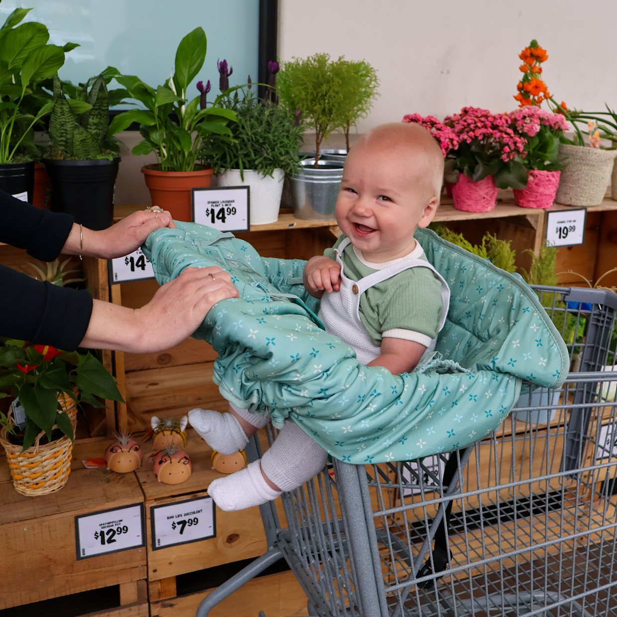 Sprucely Antibacterial Compact Shopping Cart Cover - Frosty Mint.