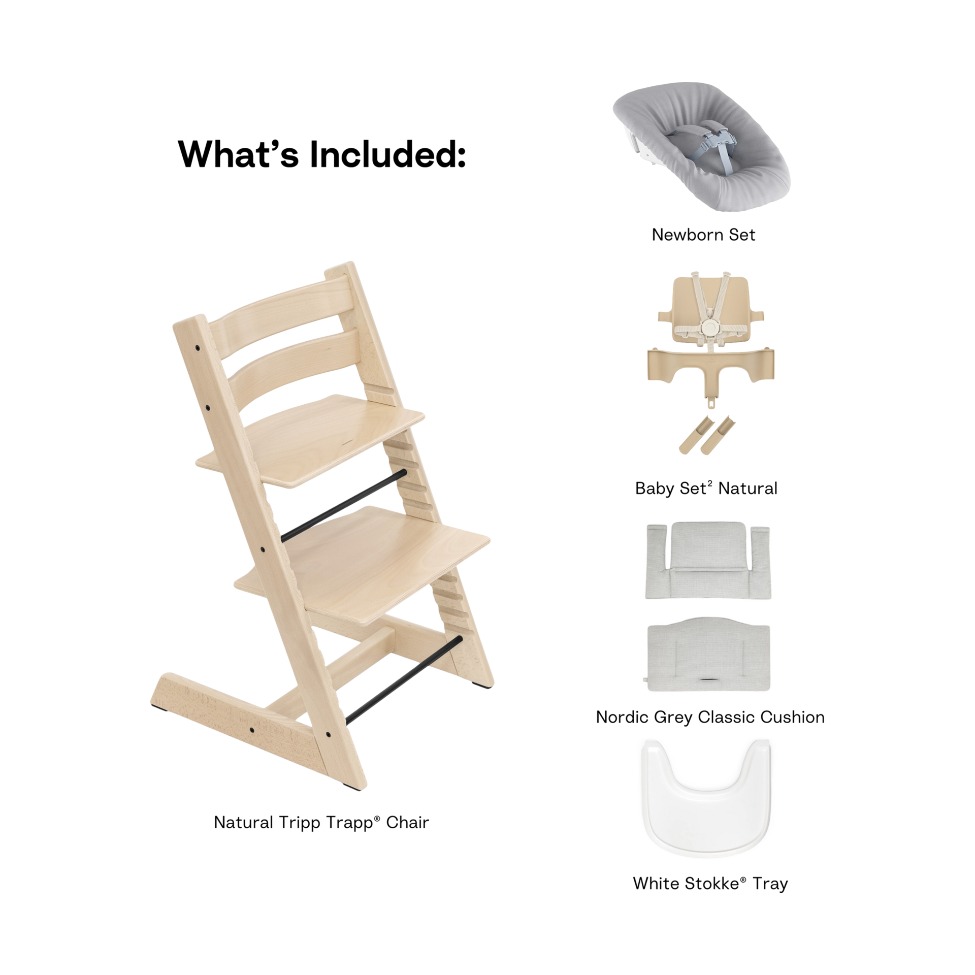 Stokke Tripp Trapp High Chair Complete² + Newborn Set.