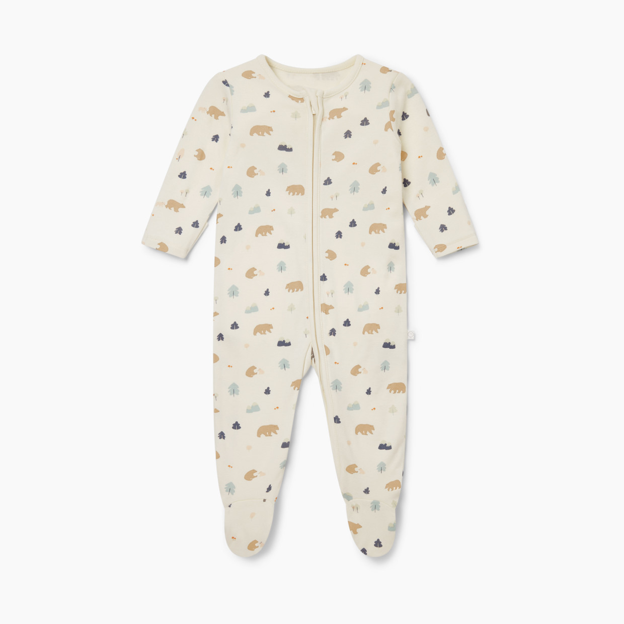 MORI Printed Zip Baby Pajamas - Bear Print, 0 -3 M.