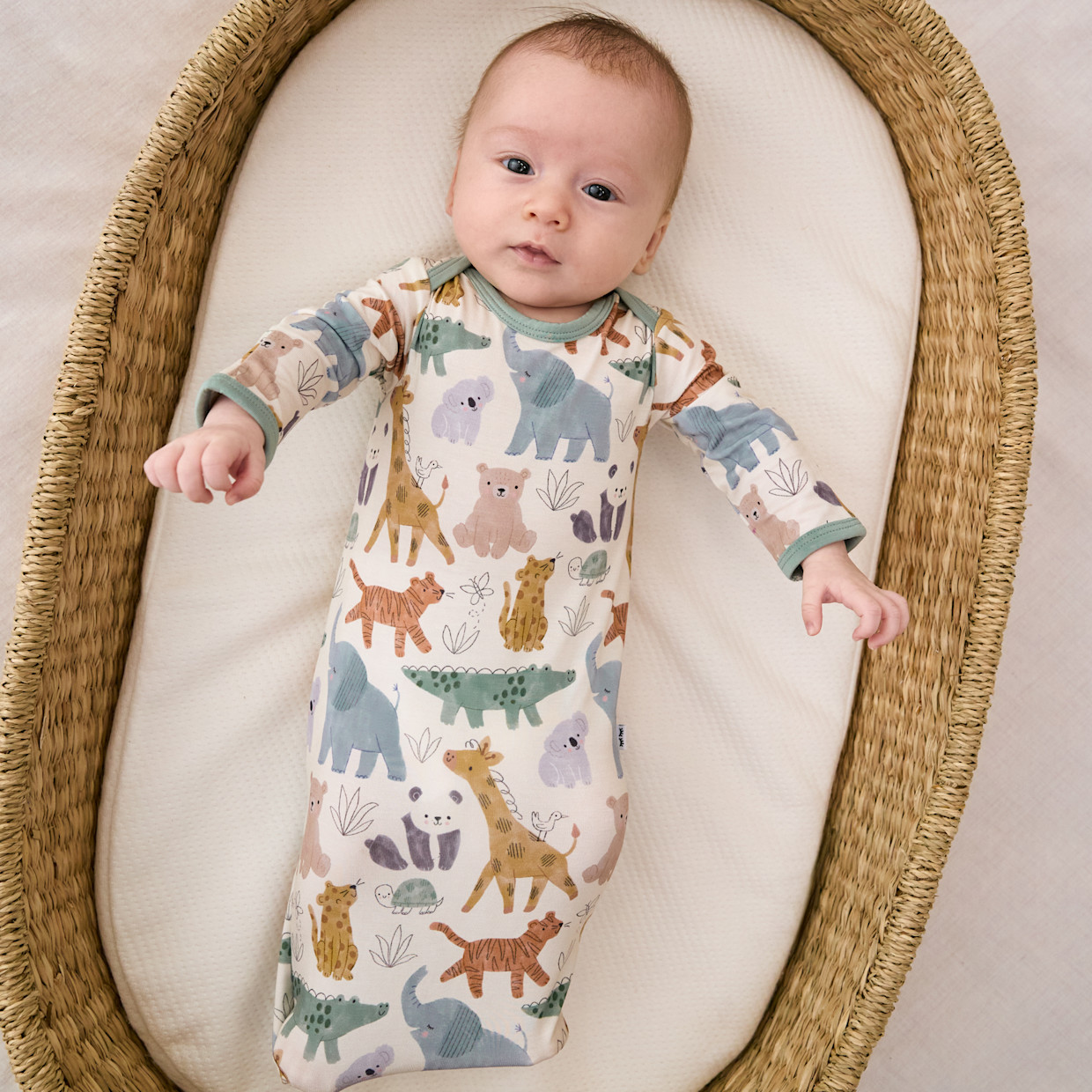 Little Sleepies Infant Gown - Sweet Safari, Newborn / 0-3 Months.