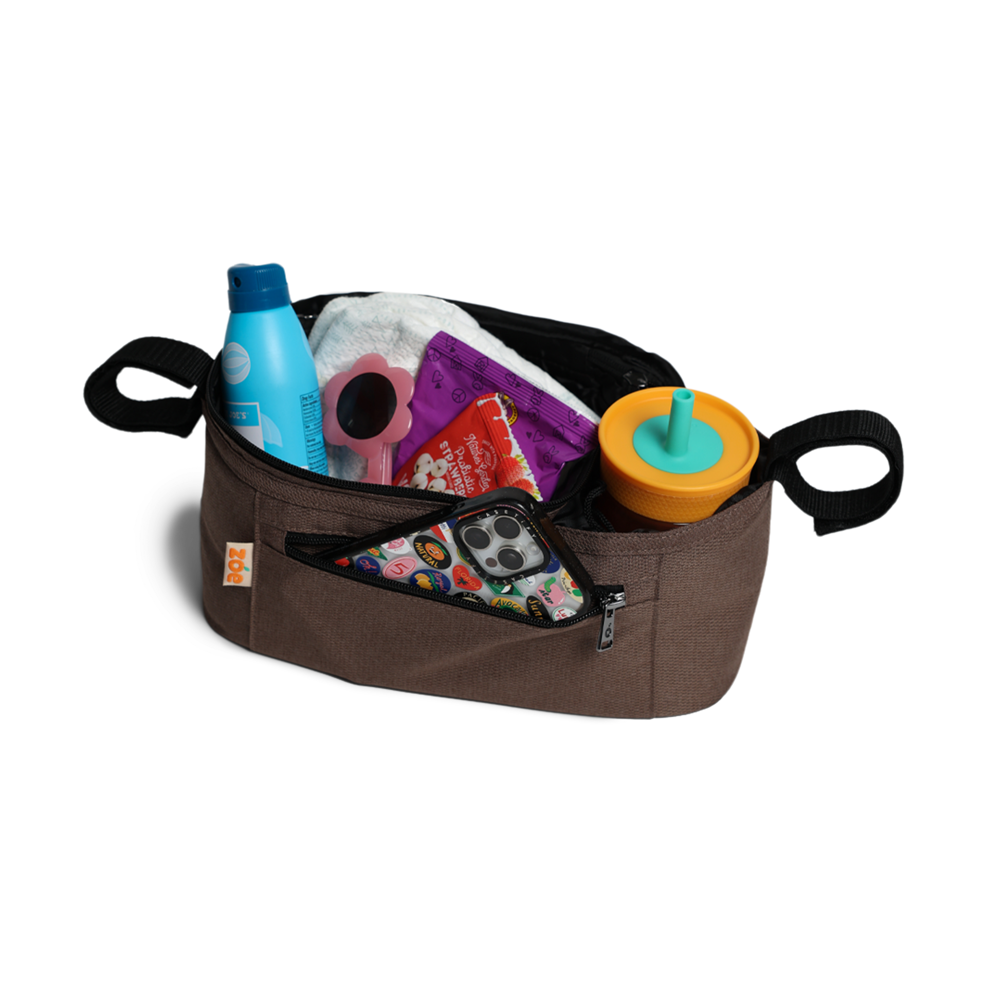 Zoe Single Stroller Organizer - Cocoa.