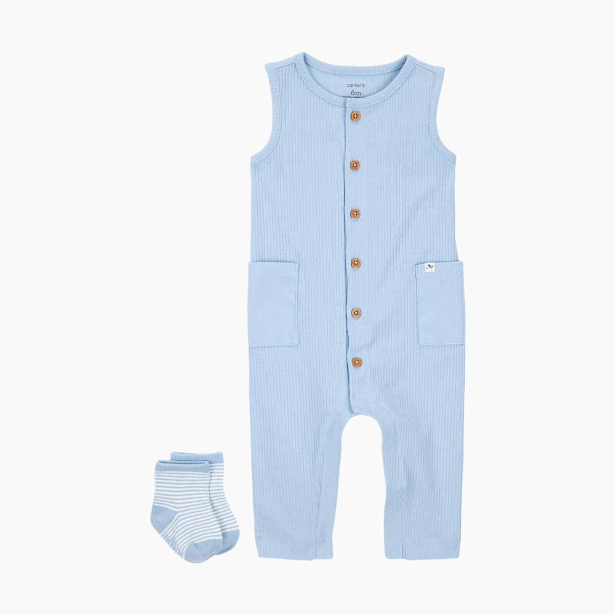 Carter's 2-Piece Jumpsuit & Socks Set - Blue, 3 M.