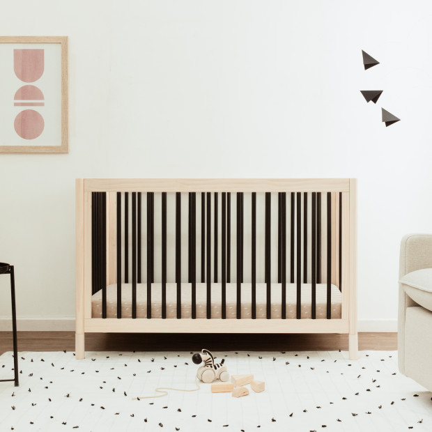 babyletto Gelato 4-in-1 Convertible Crib with Toddler Bed Conversion Kit - Washed Natural / Black.