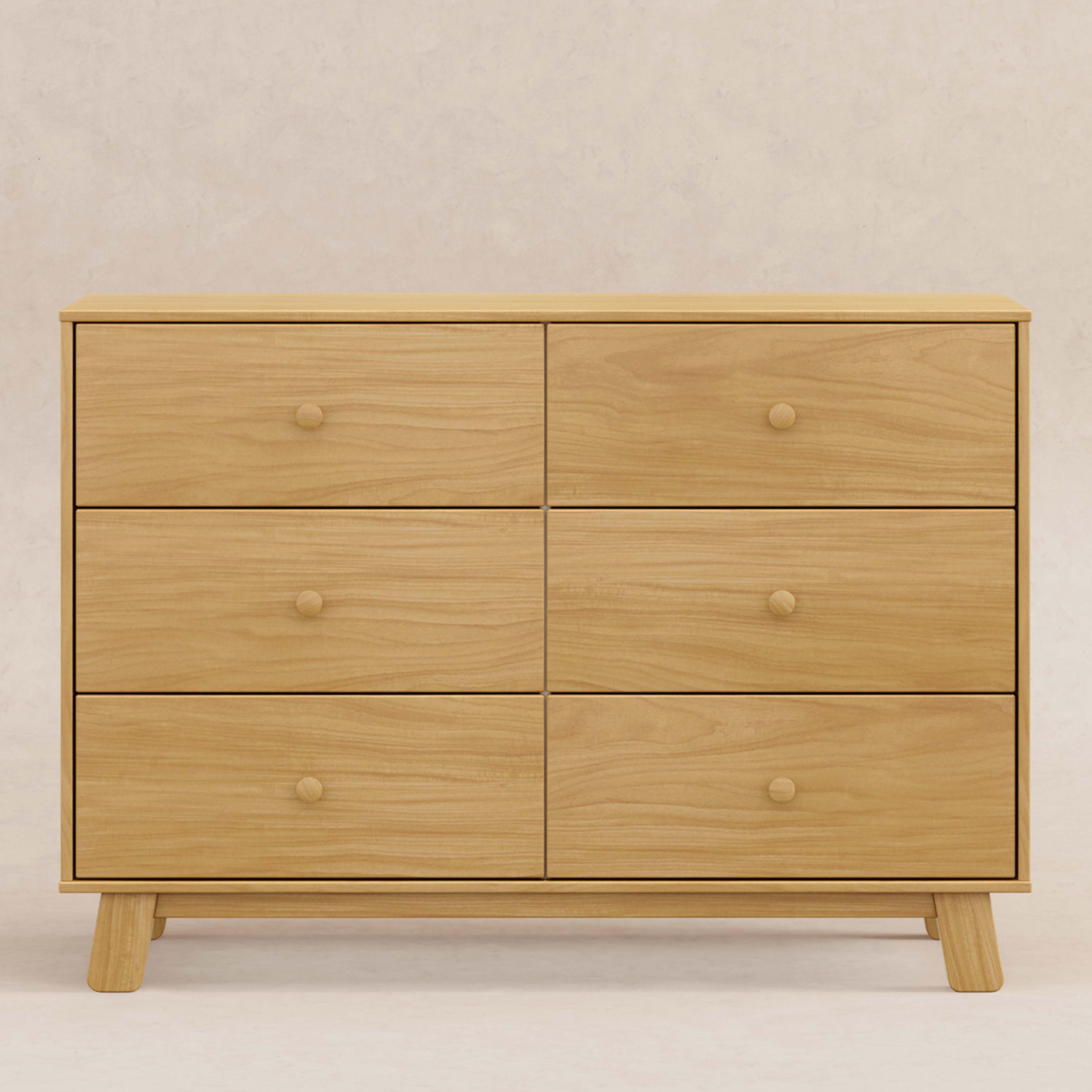 babyletto Hudson Modern 6-Drawer Assembled Double Dresser - Honey.